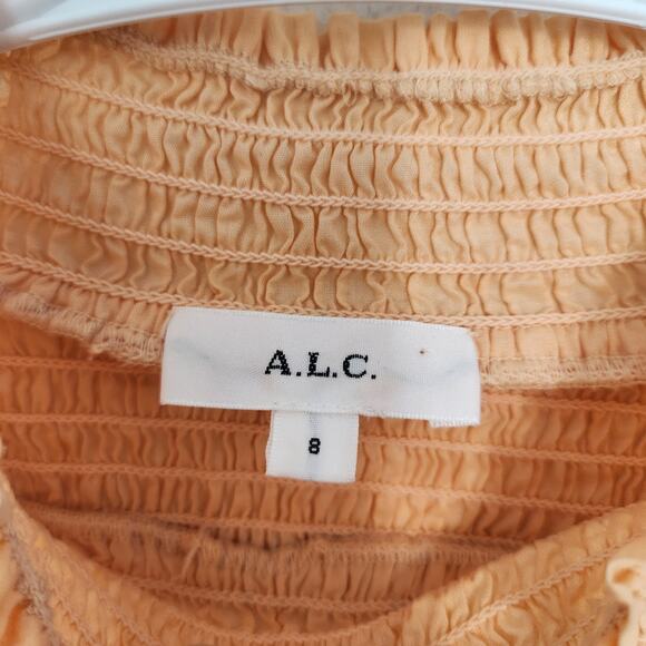 A.L.C. Jillian Top In Orange Peach 8 Victorian‎ Peasant Retro Cottagecore Office - Picture 3 of 8